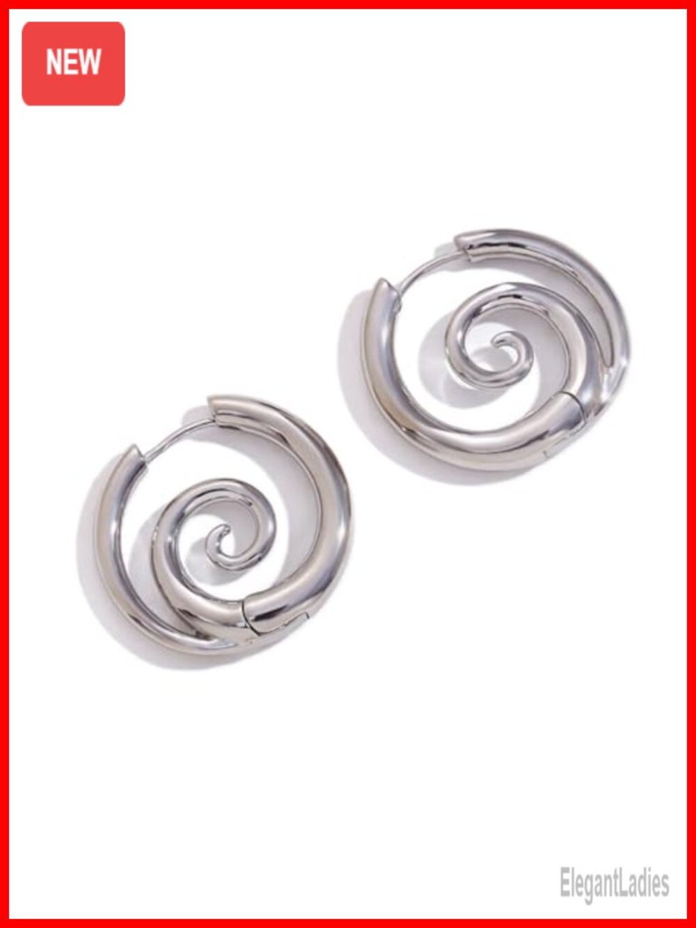 Sea Wave Spiral Hoop Earrings Stainless Steel 18K Golden Plated Huggie Hoops
